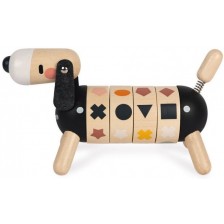 Дървена играчка Janod - Кученце с форми и цветове -1