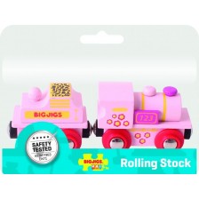 Дървена играчка Bigjigs - Розов локомотив 