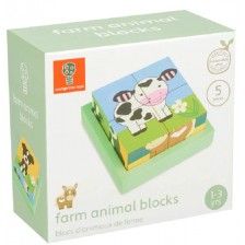 Дървени кубчета Orange Tree Toys - Животните от фермата -1
