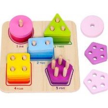 Дървена низанка Tooky toy - Цифри, форми, цветове