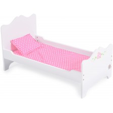 Дървено легло за кукла Moni Toys - B019, бяло  -1