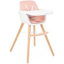 Дървено столче за храненe KikkaBoo - Woody, розово -1