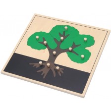 Дървен пъзел Smart Baby - Дърво Монтесори, 11 части
