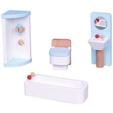 Комплект дървени мини мебели Lelin - Обзавеждане за баня, синьо -1