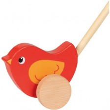 Дървена играчка за бутане Goki - Птиче -1