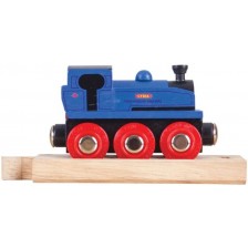 Дървен локомотив Bigjigs - Лидия, син -1