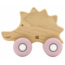 Дървена играчка с чесалка KikkaBoo - Hedgehog, Pink -1