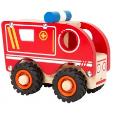 Дървена играчка Small Foot - Линейка, червена
