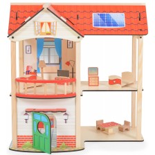 Дървена къща за кукли Moni Toys - Elly