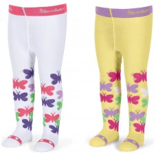 Детски памучни чорапогащници Sterntaler - С пеперуди, 80 cm, 8-9 месеца, 2 броя -1