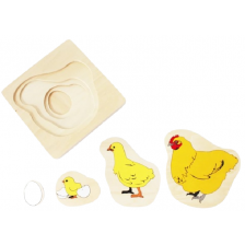 Детска игра Smart Baby - Многослоен пъзел, 5 части, кокошка -1