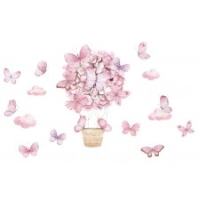 Детски стикери за стена за детска стая Sipo - Красиви розови пеперуди -1