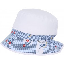 Детска лятна шапка с UV 50+ защита Sterntaler - С цветя, 53 cm, 2-4 години, бяла -1