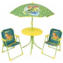 Детски градински комплект Fun House - Маса със столчета и чадър, Jurassic World -1