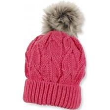 Детска плетена шапка с пискюл Sterntaler - 53 cm, 2-4 години, розова -1