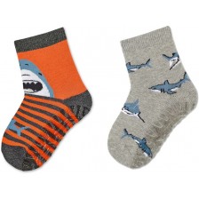 Чорапи със силиконова подметка Sterntaler - С акули, 19/20 размер, 12-18 месеца, 2 чифта -1