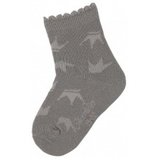 Детски чорапи Sterntaler - С коронки, 17/18 размер, 6-12 месеца, сиви -1