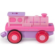 Детска играчка Bigjigs - Локомотив, с батерии, розов -1