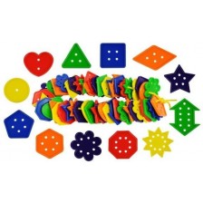 Детска низанка Bigjigs -  Копчета с различни форми, в кутия