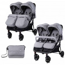 Детска количка за близнаци Lorelli - Duo, Cool grey -1