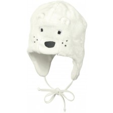 Детска шапка ушанка Sterntaler - Мече, 43 cm, 5-6 месеца, бяла