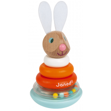 Детска играчка Janod - Зайче низанка и неваляшка -1