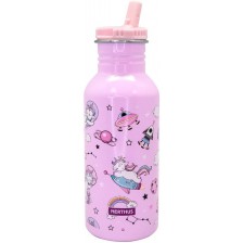 Детска бутилка със сламка Nerthus - Еднорози, 500 ml -1