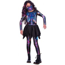 Детски карнавален костюм Amscan - Неонов скелет, 3-4 години, за момиче