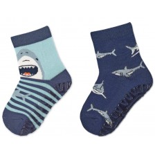 Чорапи със силиконова подметка Sterntaler - С акули, 17/18 размер, 6-12 месеца, 2 чифта -1