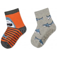 Детски чорапи със силиконова подметка Sterntaler - С акули, 27/28 размер, 4-5 години, 2 чифта