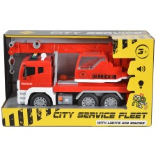 Детска играчка Moni Toys - Камион с кран и кука, червен, 1:12 -1