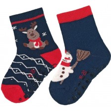Детски чорапи с бутончета Sterntaler - Коледа, 2 чифта, 25/26, 3-4 години