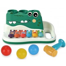 Детска играчка Ocie - Ксилофон крокодил с чукче и топчета, Funny -1