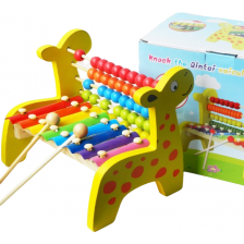 Детски дървен комплект Raya Toys - Ксилофон и сметало