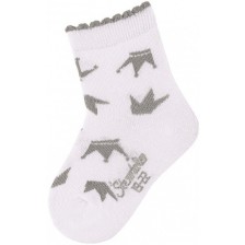 Детски чорапи Sterntaler - С коронки, 19/22 размер, 12-24 месеца, бели -1