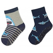 Детски чорапи със силиконова подметка Sterntaler - С акули, 23/24 размер, 2-3 години, 2 чифта -1