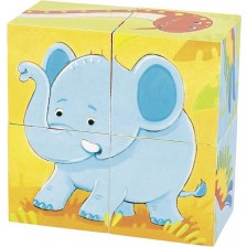 Детски дървени кубчета Goki – Диви животни