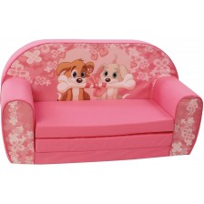Детски двоен разтегателен диван Delta trade - Кученца, розов -1
