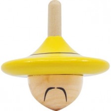 Детска играчка Svoora - Китаецът, дървен пумпал Spinning Hats -1