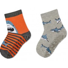 Детски чорапи със силикон Sterntaler - С акули, 17/18, 6-12 месеца, 2 чифта
