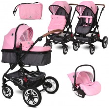 Детска комбинирана количка Lorelli - Lora Set, Candy Pink -1