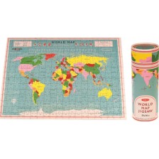 Детски пъзел Rex London - Карта на света, в тубус, 300 части