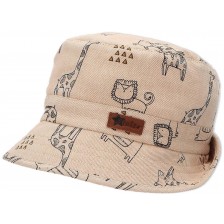 Детска лятна шапка с UV 50+ защита Sterntaler - Животни, 53 cm, 2-4 години, бежова