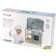Детска кухня Viga - С аксесоари, PolarB, синя -1