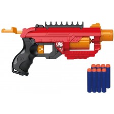 Детска играчка Raya Toys Soft Bullet - Автомат с 8 меки патрона, червен -1