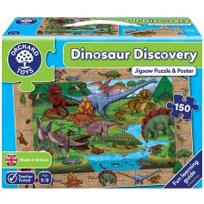 Детски пъзел Orchard Toys - Динозавърско откритие, 150 части