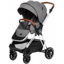 Детска количка Zizito - Barron 3 в 1, тъмносива със сребриста рамка