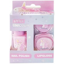 Детски козметичен комплект Martinelia - Little Unicorn, лак за нокти и гланц