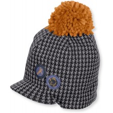 Детска шапка с пискюл и козирка Sterntaler - 51 cm, 18-24 месеца, тъмносива
