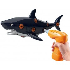 Детска играчка Raya Toys - Акула за сглобяване, с винтоверт и отвертки